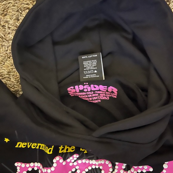 Black and Pink Crewneck Sweater with Bold Text Design - Picture 5 of 5